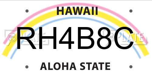 RH4B8C Hawaii License Plate