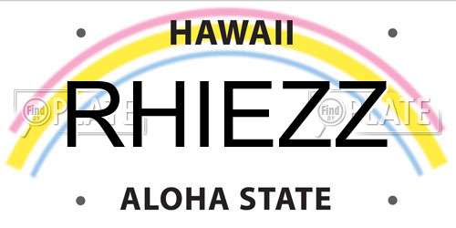 RHIEZZ Hawaii License Plate