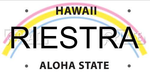 RIESTRA Hawaii License Plate