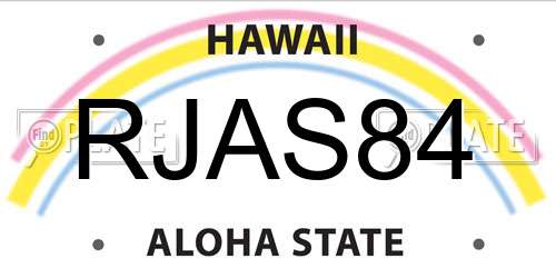 RJAS84 Hawaii License Plate