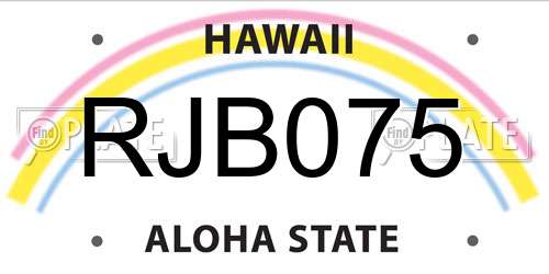 RJB075 Hawaii License Plate