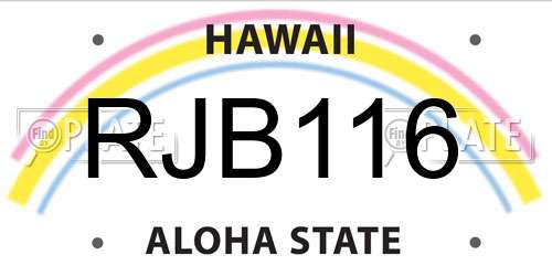 RJB116 Hawaii License Plate