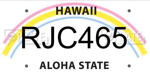 RJC465 Hawaii License Plate