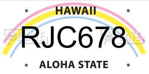 RJC678 Hawaii License Plate