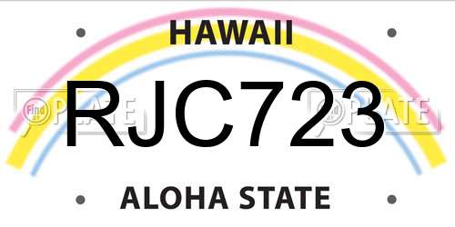 RJC723 Hawaii License Plate