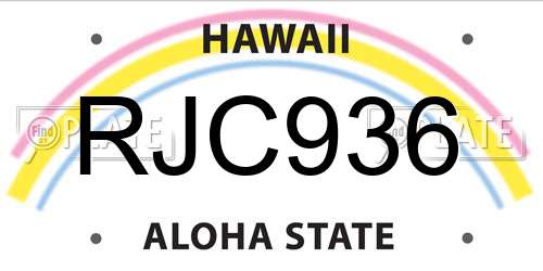 RJC936 Hawaii License Plate