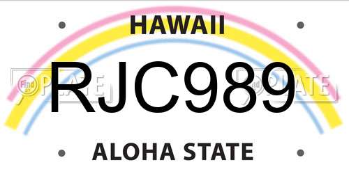 RJC989 Hawaii License Plate