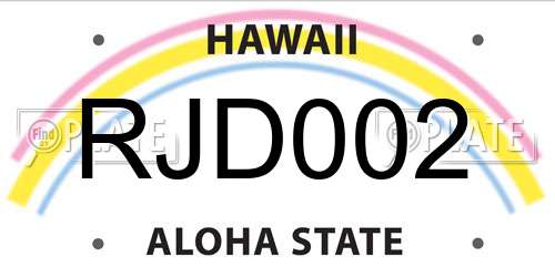 RJD002 Hawaii License Plate