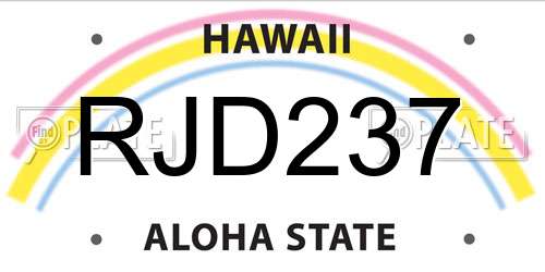 RJD237 Hawaii License Plate