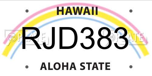 RJD383 Hawaii License Plate