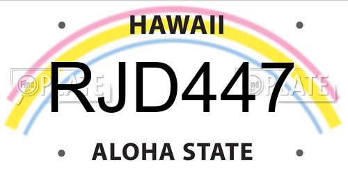 RJD447 Hawaii License Plate