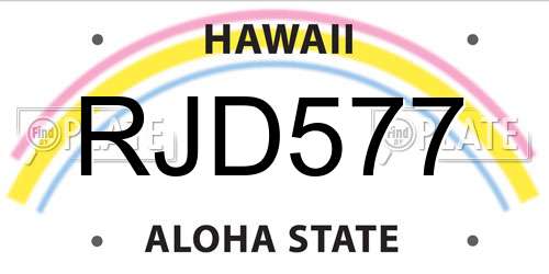RJD577 Hawaii License Plate