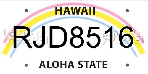 RJD8516 Hawaii License Plate