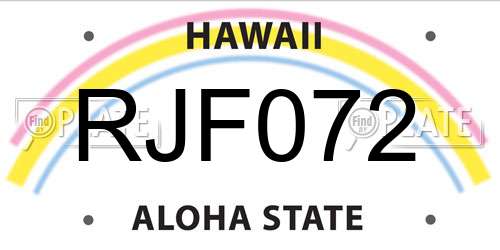 RJF072 Hawaii License Plate