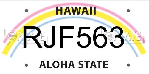 RJF563 Hawaii License Plate