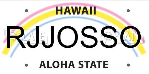 RJJOSSO Hawaii License Plate