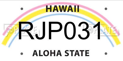 RJP031 Hawaii License Plate