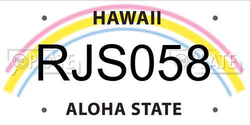 RJS058 Hawaii License Plate