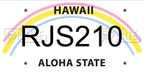 RJS210 Hawaii License Plate