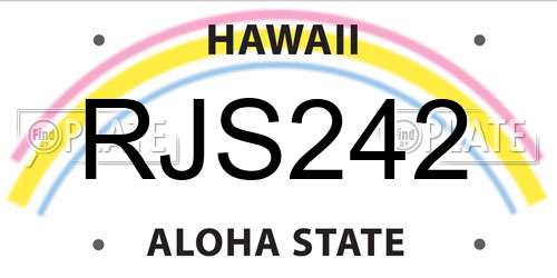 RJS242 Hawaii License Plate