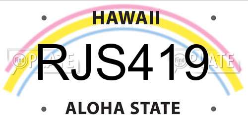 RJS419 Hawaii License Plate