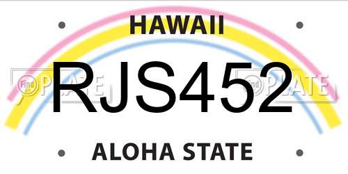 RJS452 Hawaii License Plate