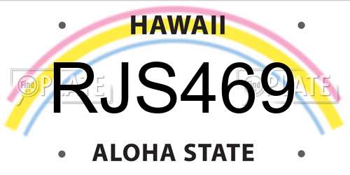 RJS469 Hawaii License Plate