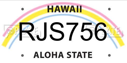 RJS756 Hawaii License Plate