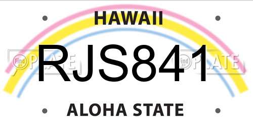 RJS841 Hawaii License Plate