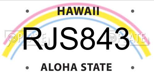 RJS843 Hawaii License Plate