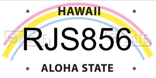 RJS856 Hawaii License Plate