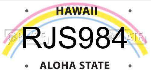 RJS984 Hawaii License Plate