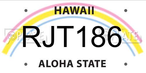 RJT186 Hawaii License Plate