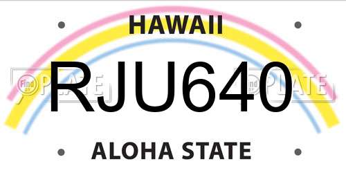 RJU640 Hawaii License Plate