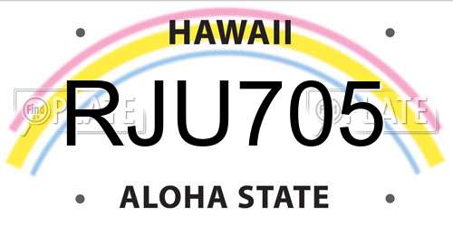 RJU705 Hawaii License Plate