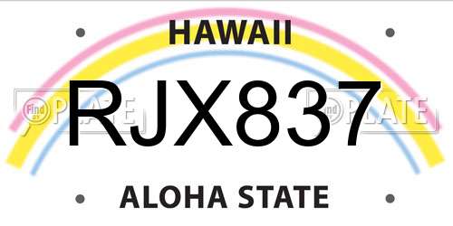 RJX837 Hawaii License Plate