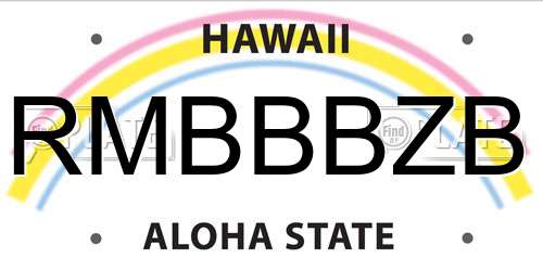 RMBBBZB Hawaii License Plate