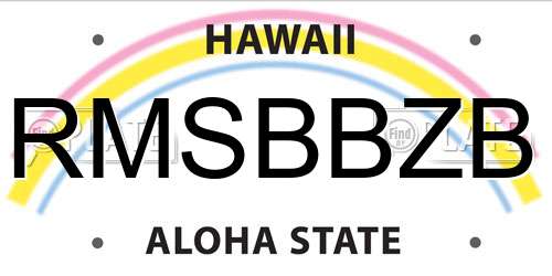 RMSBBZB Hawaii License Plate