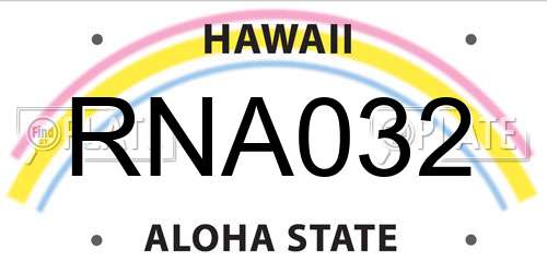 RNA032 Hawaii License Plate