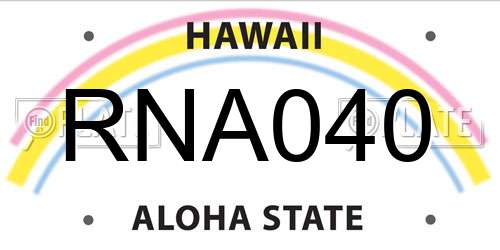 RNA040 Hawaii License Plate