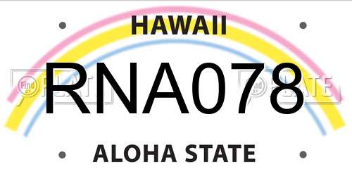 RNA078 Hawaii License Plate