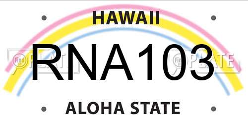 RNA103 Hawaii License Plate