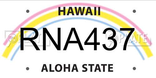 RNA437 Hawaii License Plate