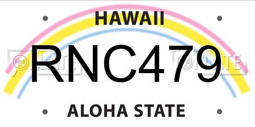 RNC479 Hawaii License Plate