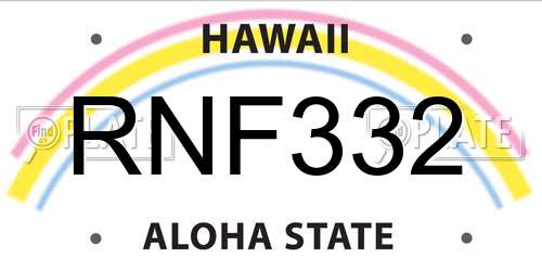 RNF332 Hawaii License Plate