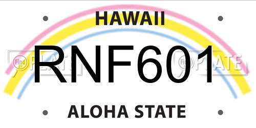 RNF601 Hawaii License Plate