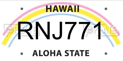 RNJ771 Hawaii License Plate