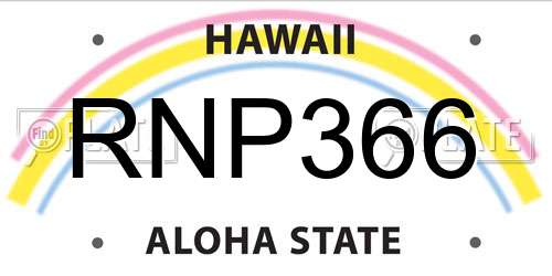 RNP366 Hawaii License Plate