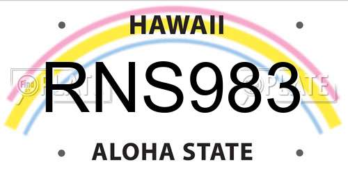 RNS983 Hawaii License Plate