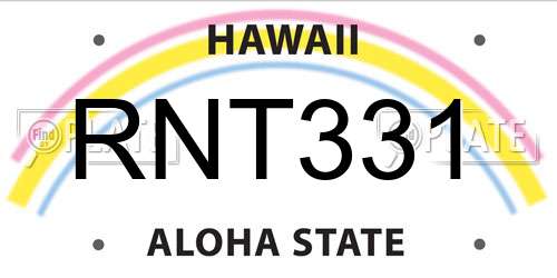RNT331 Hawaii License Plate